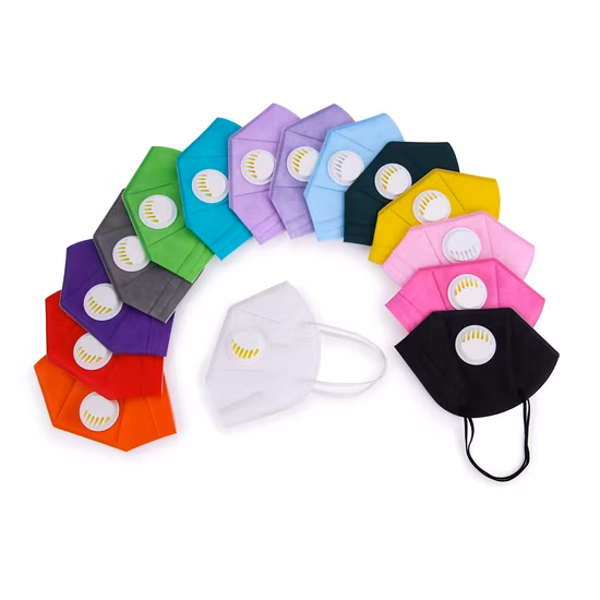 Máscara facial dobrável colorida KN95 de entrega rápida com filtro respirador KN95 máscara facial com válvula