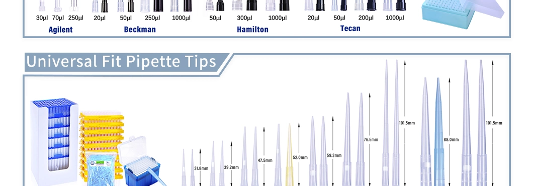 Lab Consumables Sterilized transfer Pipette Tips Compatible with Agilent/Beckman/Hamilton/Tecan/PerkinElmer/Olympus/Rainin/Zymark/Cybi/HlTACHl Various Pipettes