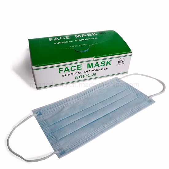 CE FDA 3ply 4ply Ear Loop Tie Hospital Mascarilla Tipo Não Tecido Iir Fornecedor Venda por grosso de poeira azul branco preto Máscara facial médica descartável cirúrgica protetora